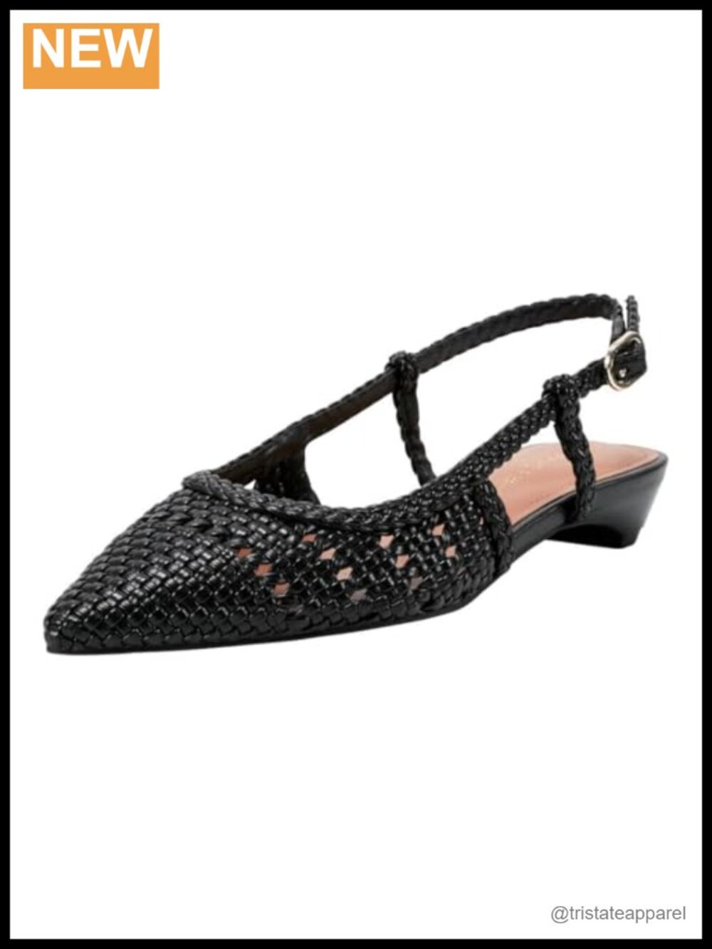 Pointed Toe Slingback Flats Faux Leather Woven Dress Shoes